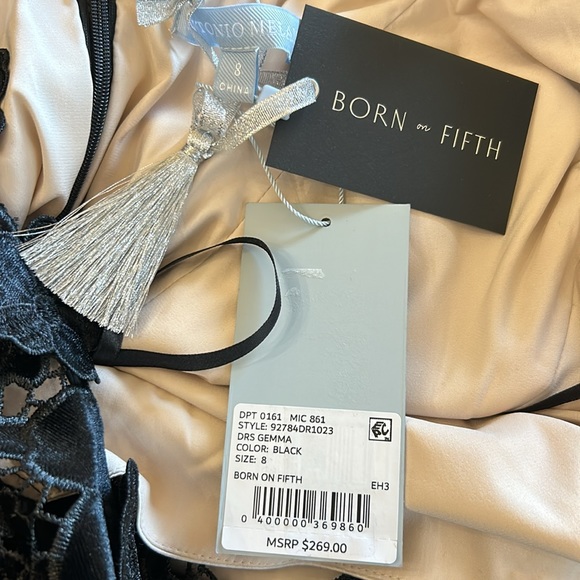 NWT Antonio Melani xBorn on Fifth Gemma Lace Taffeta Mock Neck Long Sleeve Dress - Picture 14 of 16